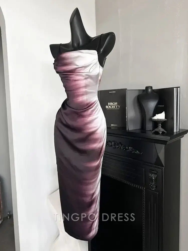 TingPo Wholesale Elegant Back High Slit High Waist Omber Slip Dress